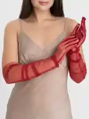 Бордовый перчатки женские, сетчатые, длинные