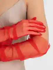 Красный перчатки женские, сетчатые, длинные