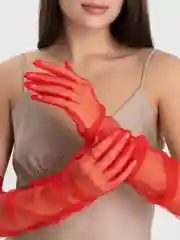 Красный перчатки женские, сетчатые, длинные