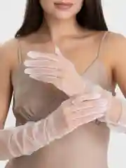 Белый перчатки женские, сетчатые, длинные