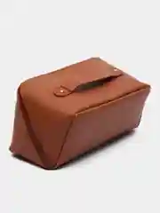 Коричневый женская вместительная дорожная, раскладная косметичка, на 180 градусов