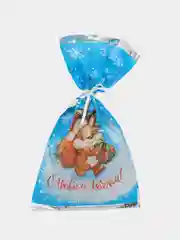 Новогодний, подарочный, фольгированный пакет, 25 х 30 см, микс с ленточкой для конфет