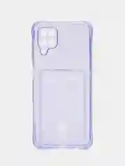Сиреневый чехол для Samsung Galaxy A12 / M12, Самсунг Галакси А12 / М12 прозрачный, с карманом для карты