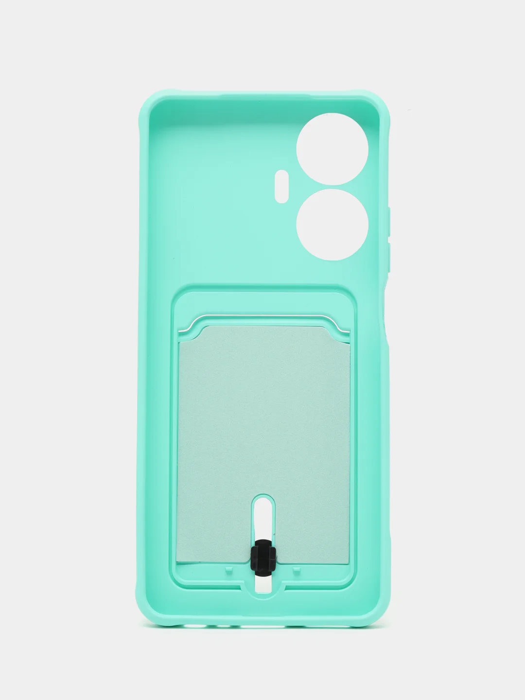 Бирюзовый чехол на Realme C55 (Реалми С55), силиконовый, с карманом для карты