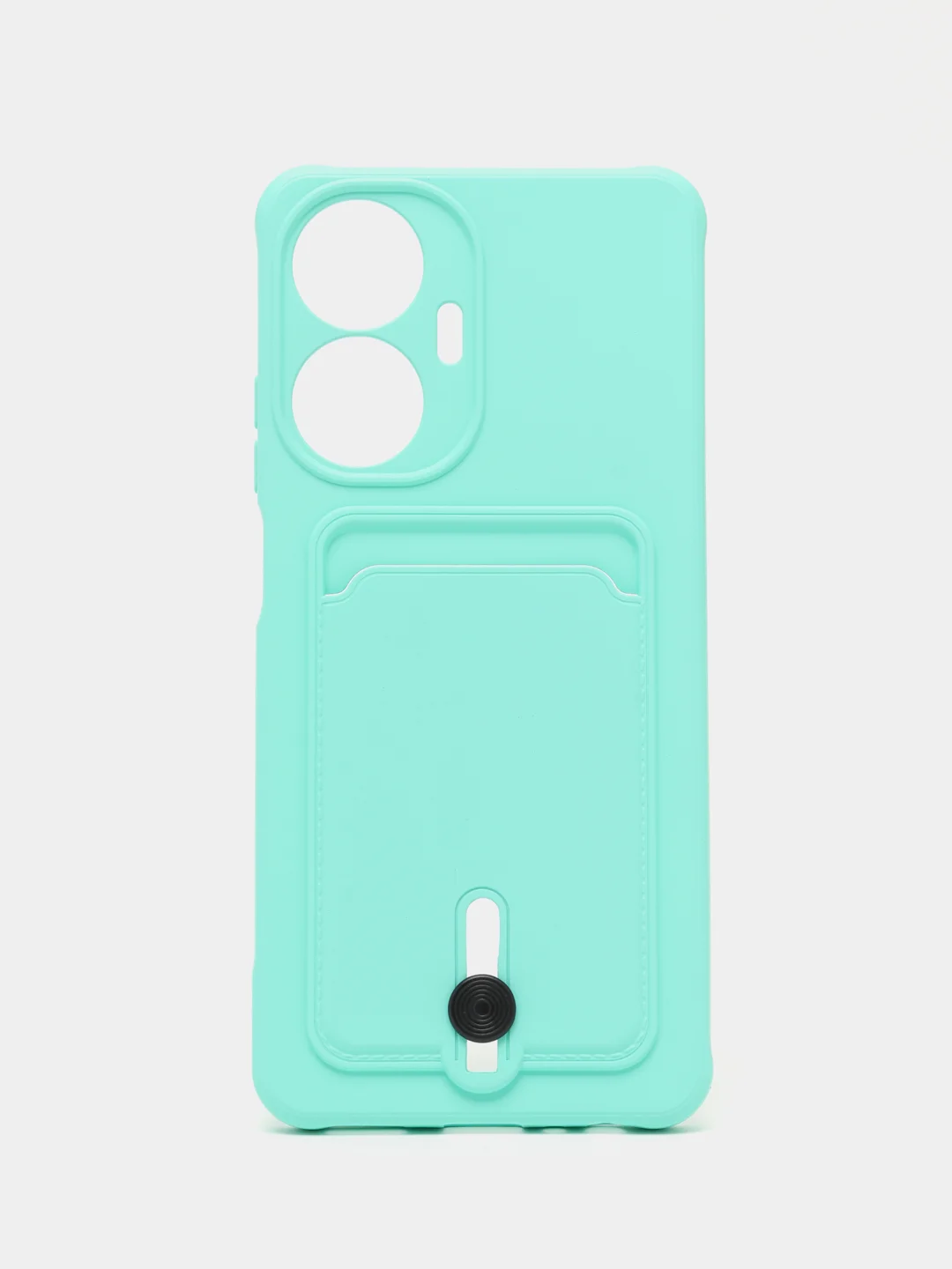 Бирюзовый чехол на Realme C55 (Реалми С55), силиконовый, с карманом для карты