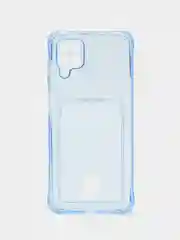 Голубой чехол для Samsung Galaxy A12 / M12, Самсунг Галакси А12 / М12 прозрачный, с карманом для карты