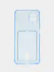 Голубой чехол для Samsung Galaxy A12 / M12, Самсунг Галакси А12 / М12 прозрачный, с карманом для карты