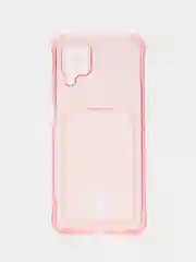 Розовый чехол для Samsung Galaxy A12 / M12, Самсунг Галакси А12 / М12 прозрачный, с карманом для карты