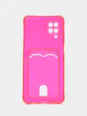 Фуксия чехол для Samsung Galaxy A12 / M12, Самсунг Галакси А12 / М12 прозрачный, с карманом для карты