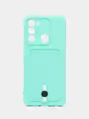 Бирюзовый чехол Tecno Spark GO 2022/Tecno Spark 8C (Спарк Го/8С), силиконовый, с карманом для карты
