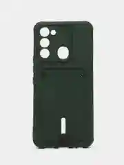Тёмно-зелёный чехол Tecno Spark GO 2022/Tecno Spark 8C (Спарк Го/8С), силиконовый, с карманом для карты
