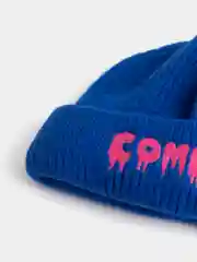 Лазурный зимняя теплая молодежная шапка бини с принтом "Come On"
