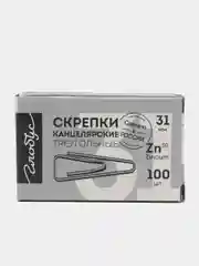 Скрепки канцелярские Globus, 100 шт., 31 мм, оцинкованные, с загнутым краем