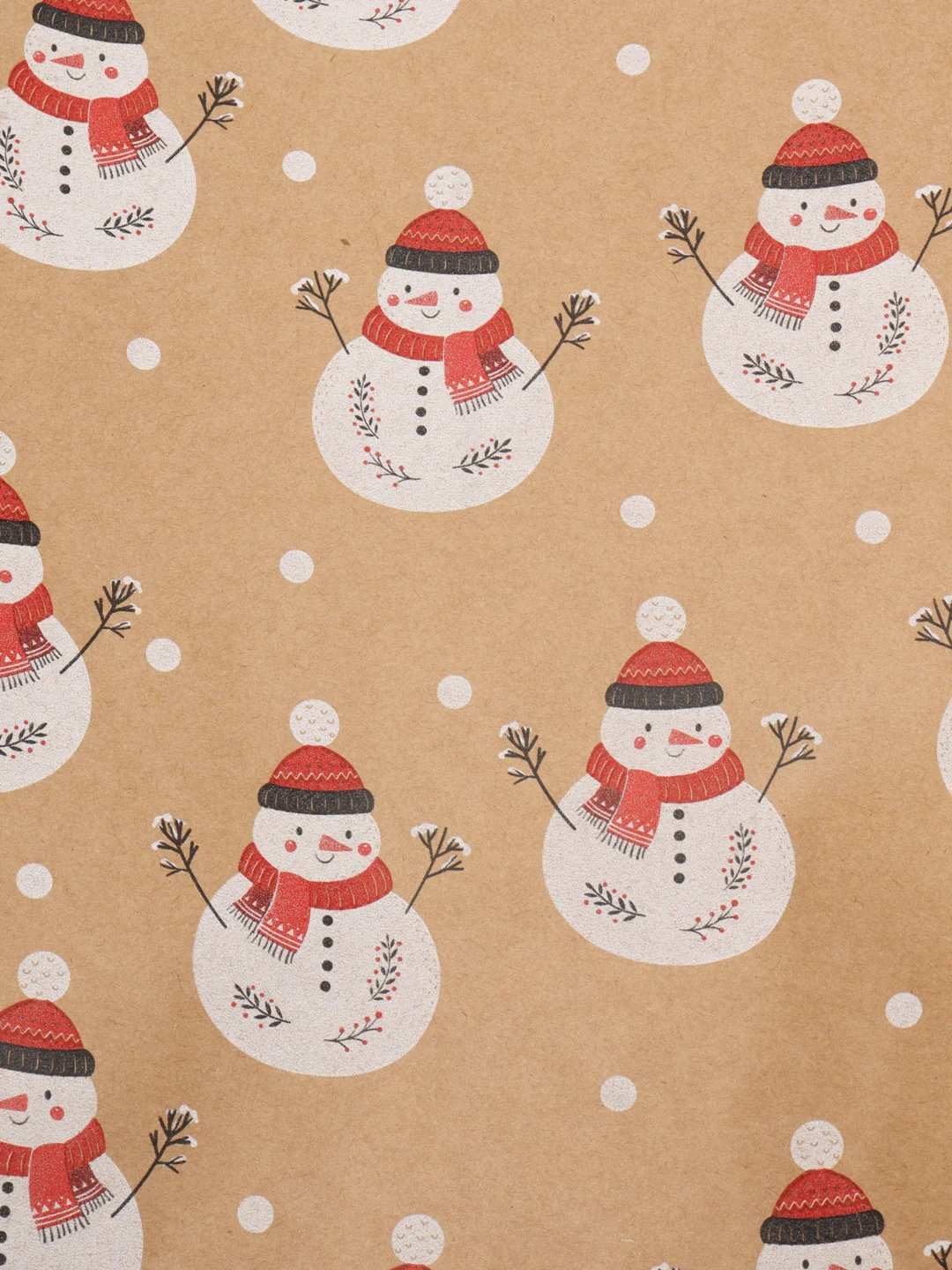 Бумага упаковочная, для подарков, новогодняя, крафт, "Snowman", 0,7 х 10 м, Золотая сказка