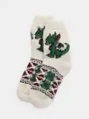 Зеленый носки шерстяные новогодние, с зеленым Драконом