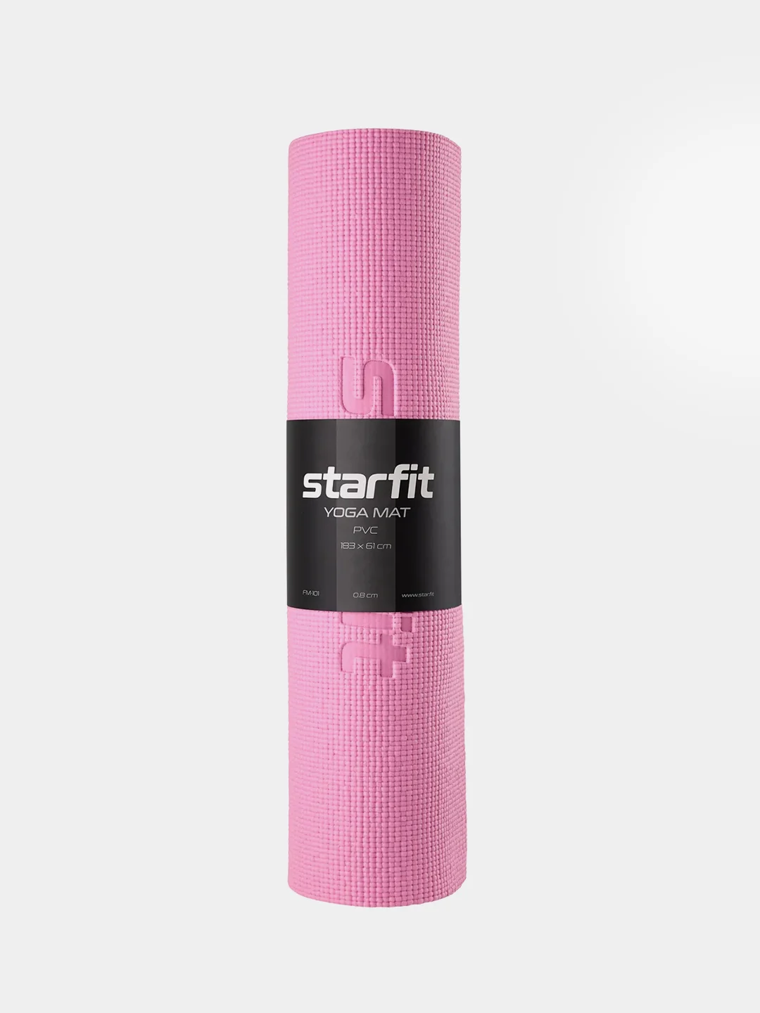 Розовый коврик для йоги и фитнеса STARFIT FM-101 PVC, 183x61 см