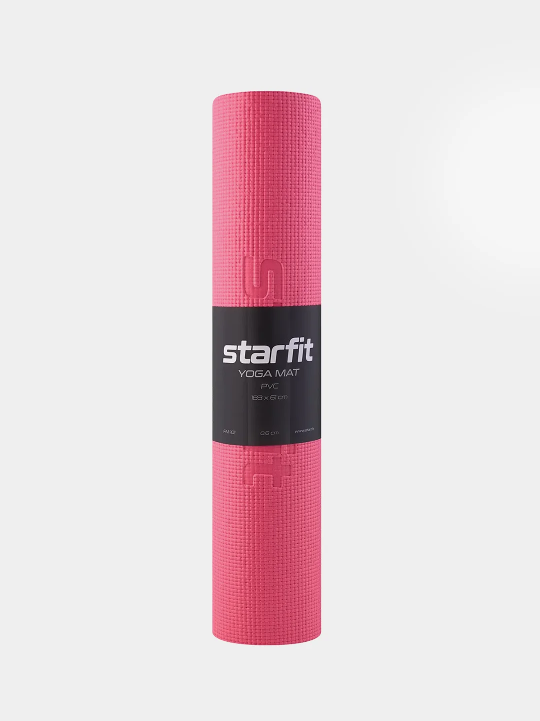 Розовый коврик для йоги и фитнеса STARFIT FM-101 PVC, 183x61 см