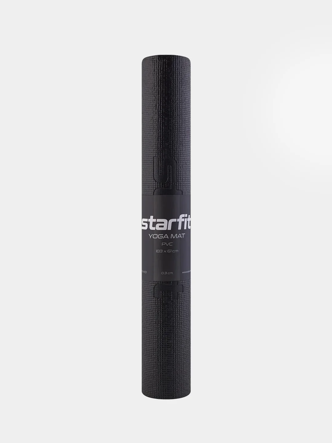 Черный коврик для йоги и фитнеса STARFIT FM-101 PVC, 183x61 см