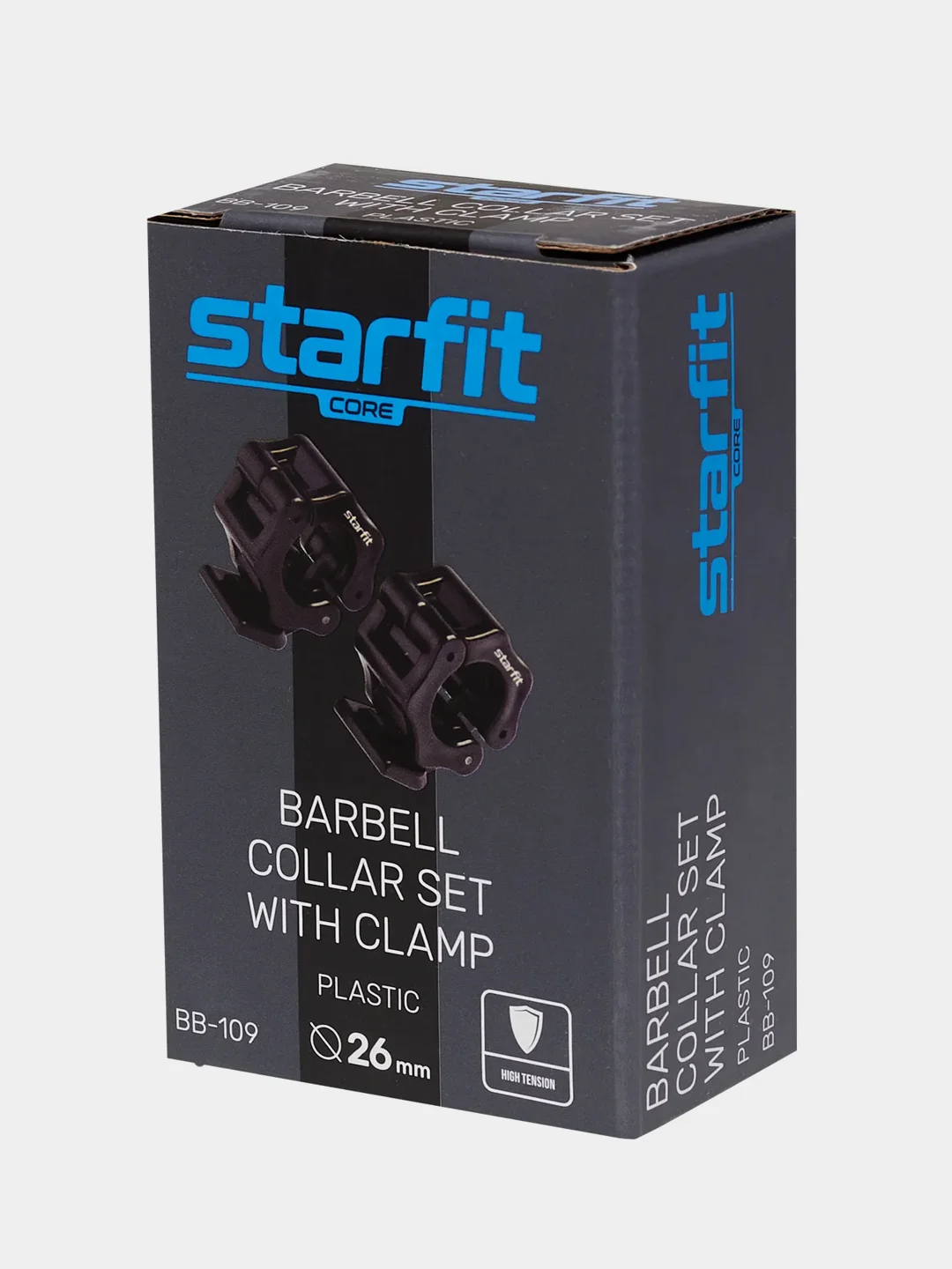 Замки с фиксатором для грифа STARFIT BB-109, d=26 мм, пластиковые, черный, 2 штуки
