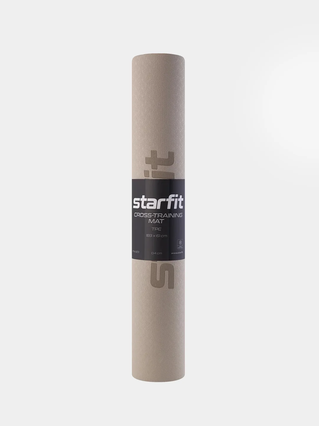 Черный коврик для йоги и фитнеса STARFIT FM-201 TPE 183x61 см, 0,4 см