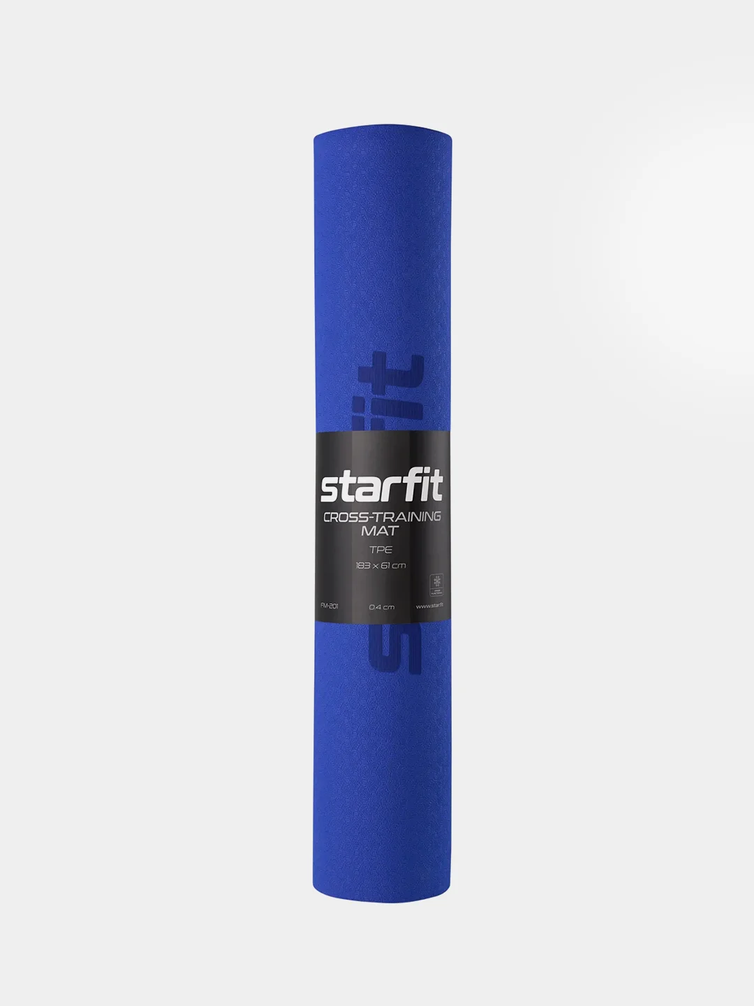Синий коврик для йоги и фитнеса STARFIT FM-201 TPE 183x61 см, 0,4 см
