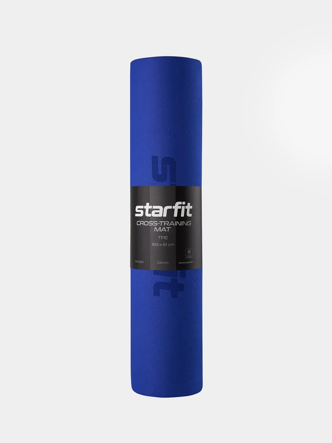 Темно-синий коврик для йоги и фитнеса STARFIT FM-201 TPE 183x61 см, 0,6 см