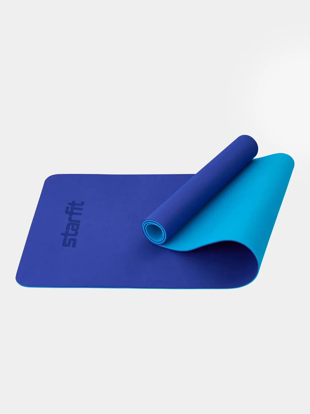 Темно-синий коврик для йоги и фитнеса STARFIT FM-201 TPE 183x61 см, 0,6 см