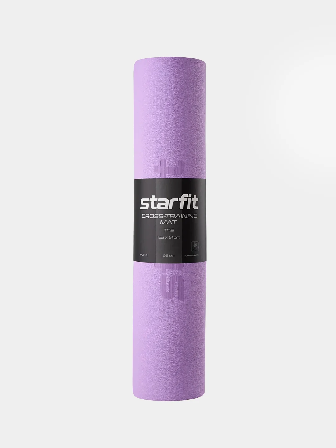 Фиолетовый коврик для йоги и фитнеса STARFIT FM-201 TPE 183x61 см, 0,6 см