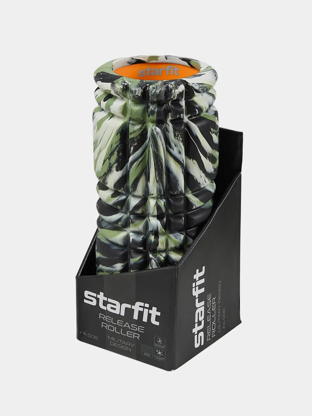 Зеленый ролик массажный STARFIT FA-508 EVA/PP, низкая жесткость, 33x14 cм