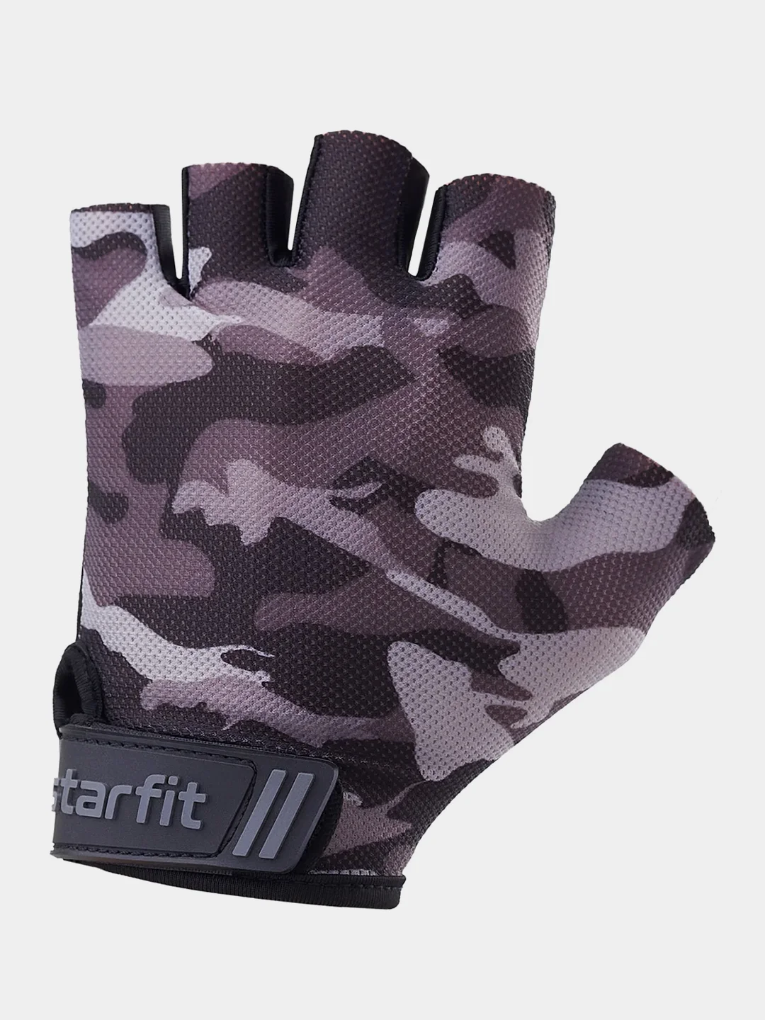 Серый перчатки для фитнеса Starfit WG-101, серый камуфляж