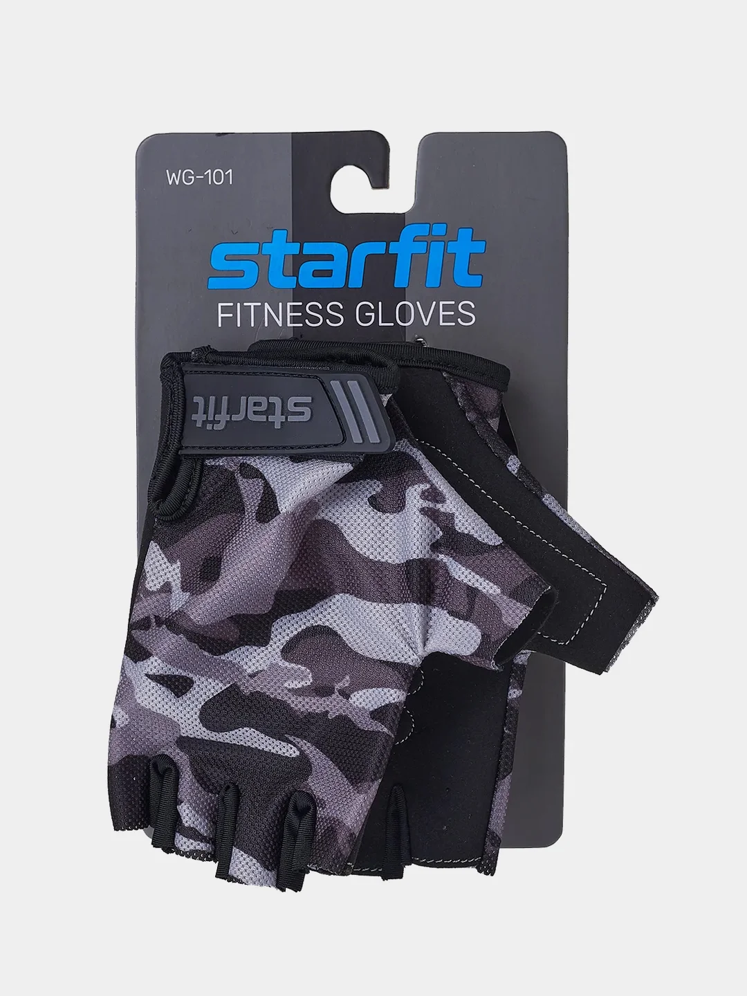 Серый перчатки для фитнеса Starfit WG-101, серый камуфляж