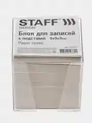 Блок для записей STAFF в подставке прозрачной, куб 9 х 9 х 9 см, белый, белизна 70-80%