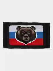 Шеврон на липучке "Флаг России, бурый медведь"