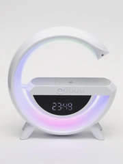 Беспроводная колонка с беспроводной зарядкой, Bluetooth, Ночник, Часы-будильник