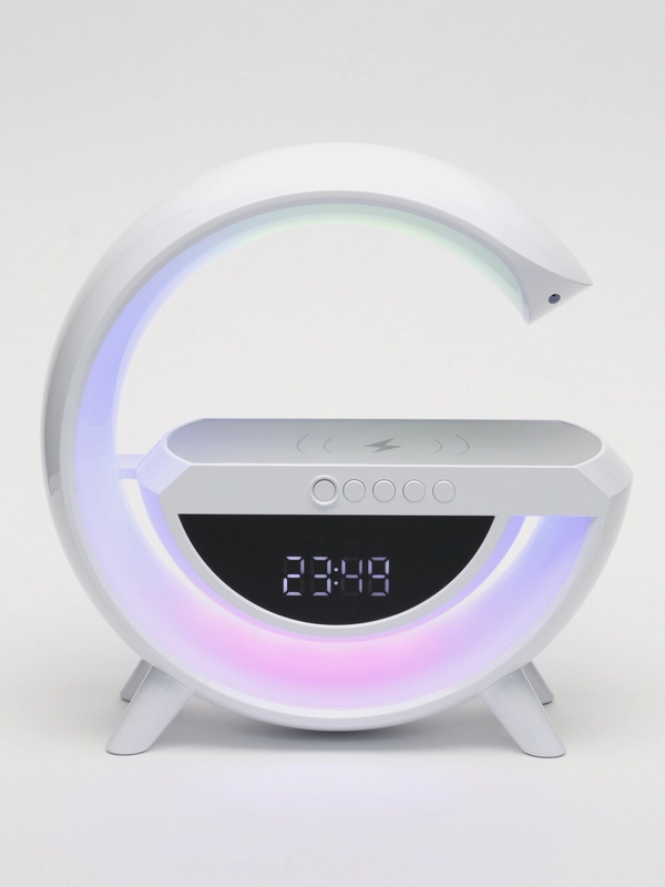 Беспроводная колонка с беспроводной зарядкой, Bluetooth, Ночник, Часы-будильник