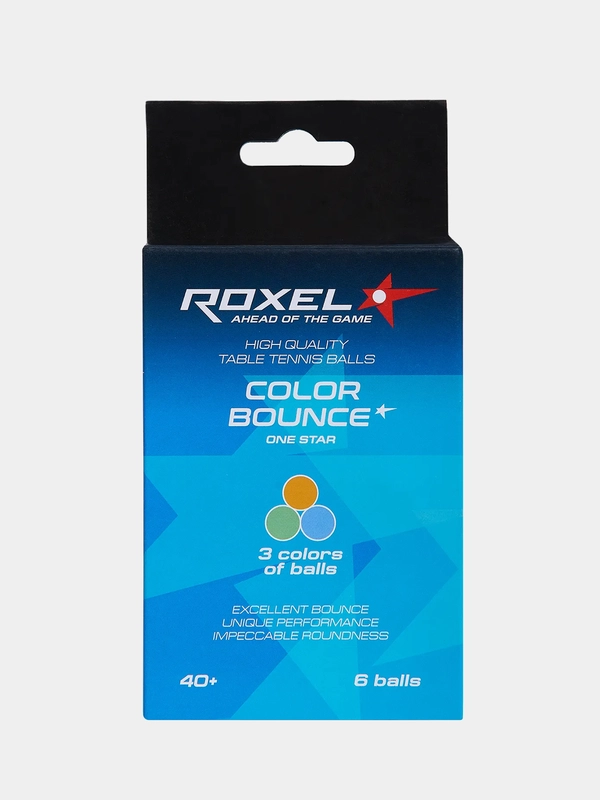 Мяч для настольного тенниса Roxel 1* Color Bounce, 6 штук