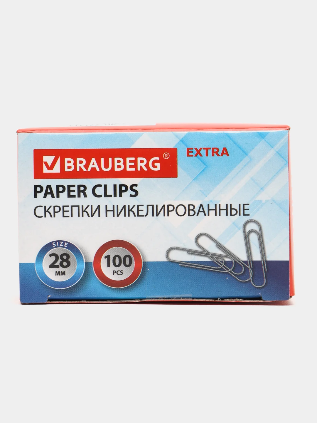 Скрепки EXTRA BRAUBERG, 28 мм, никелированные, 100 штук