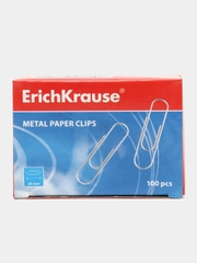 Скрепки Erich Krause, 28 мм, оцинкованные, 100 штук, в картонной коробке