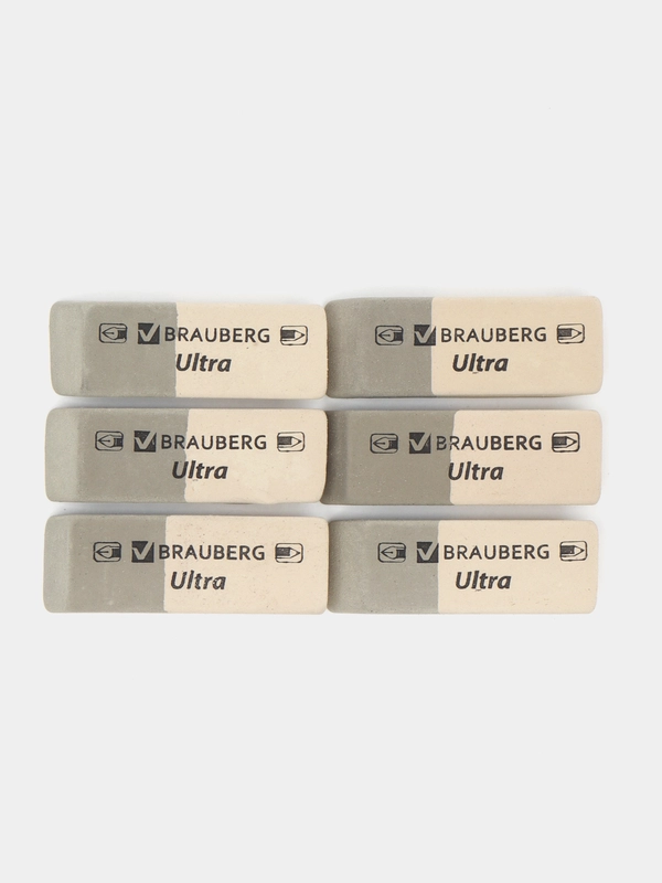 Ластик BRAUBERG Ultra, 41 х 14 х 8 мм, серо-белый, натуральный каучук