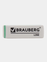 Ластик BRAUBERG Line, 57 х 18 х 8 мм, белый, прямоугольный, скошенные края