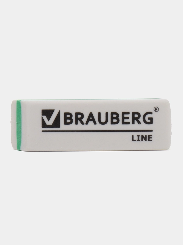 Ластик BRAUBERG Line, 57 х 18 х 8 мм, белый, прямоугольный, скошенные края