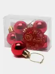 Красный елочные игрушки, набор шаров, 6 штук