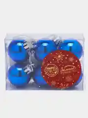 Синий елочные игрушки, набор шаров, 6 штук