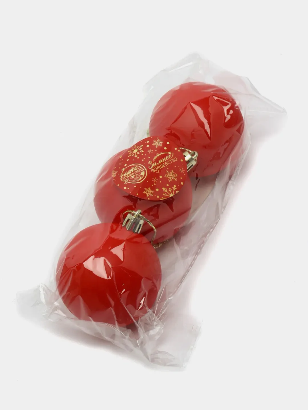 Красный елочные игрушки, набор шаров, 3 штуки d-5,5 см