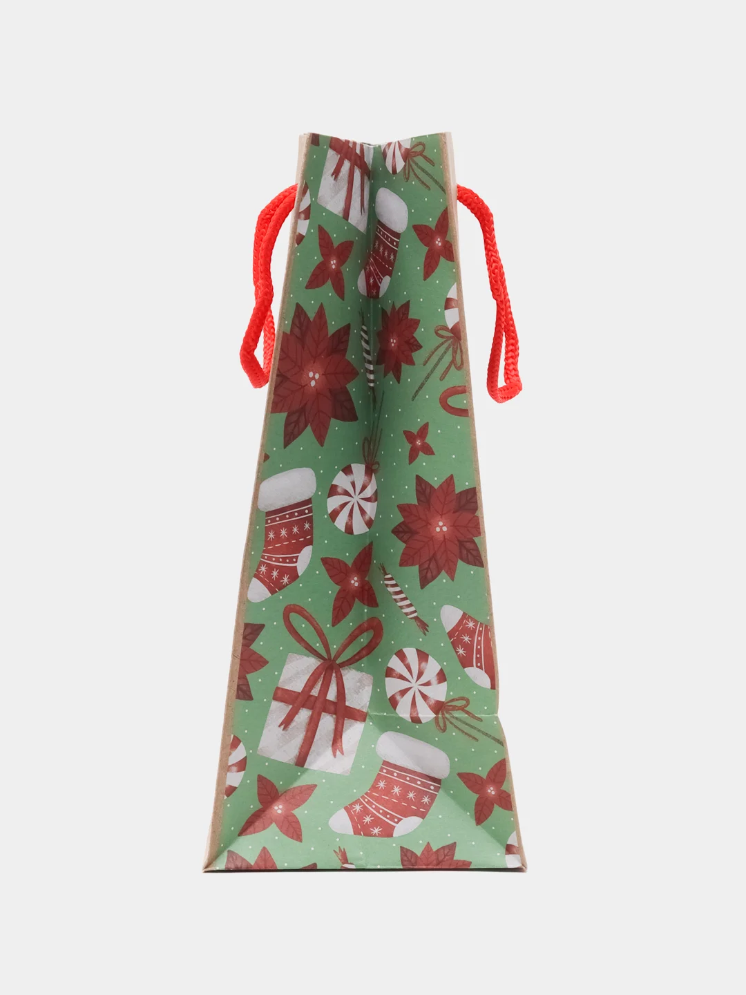 Зеленый пакет подарочный, новогодний, 18*23*10 см, Meshu, крафт