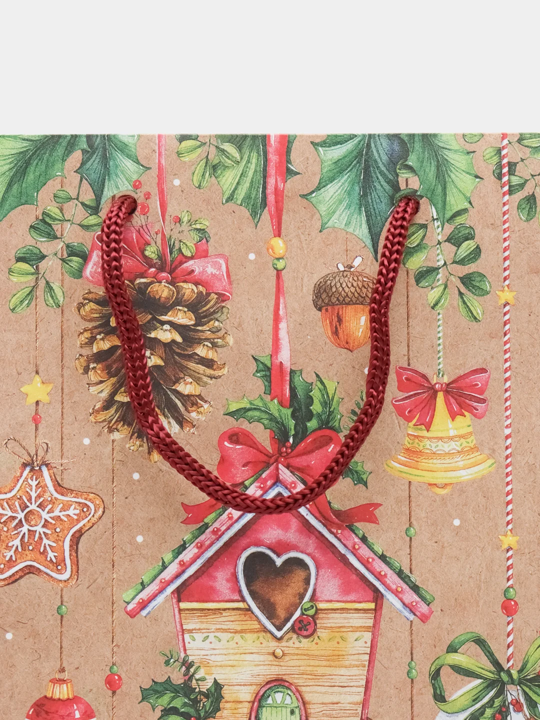 Фиолетовый пакет подарочный, новогодний, 18*23*10 см, Meshu, крафт