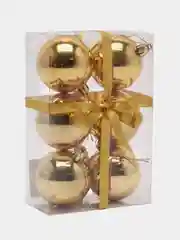 Золотой ёлочные шары, 6 штук, 6 см