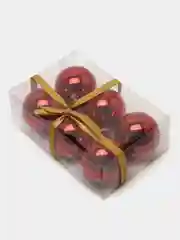 Красный ёлочные шары, 6 штук, 6 см
