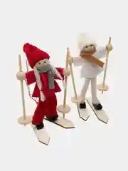 Елочные, новогодние игрушки, пара на лыжах