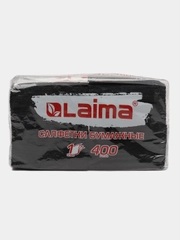 Салфетки бумажные 400 шт, 24х24 см, Big Pack, черные, 100% целлюлоза, Laima, 115401